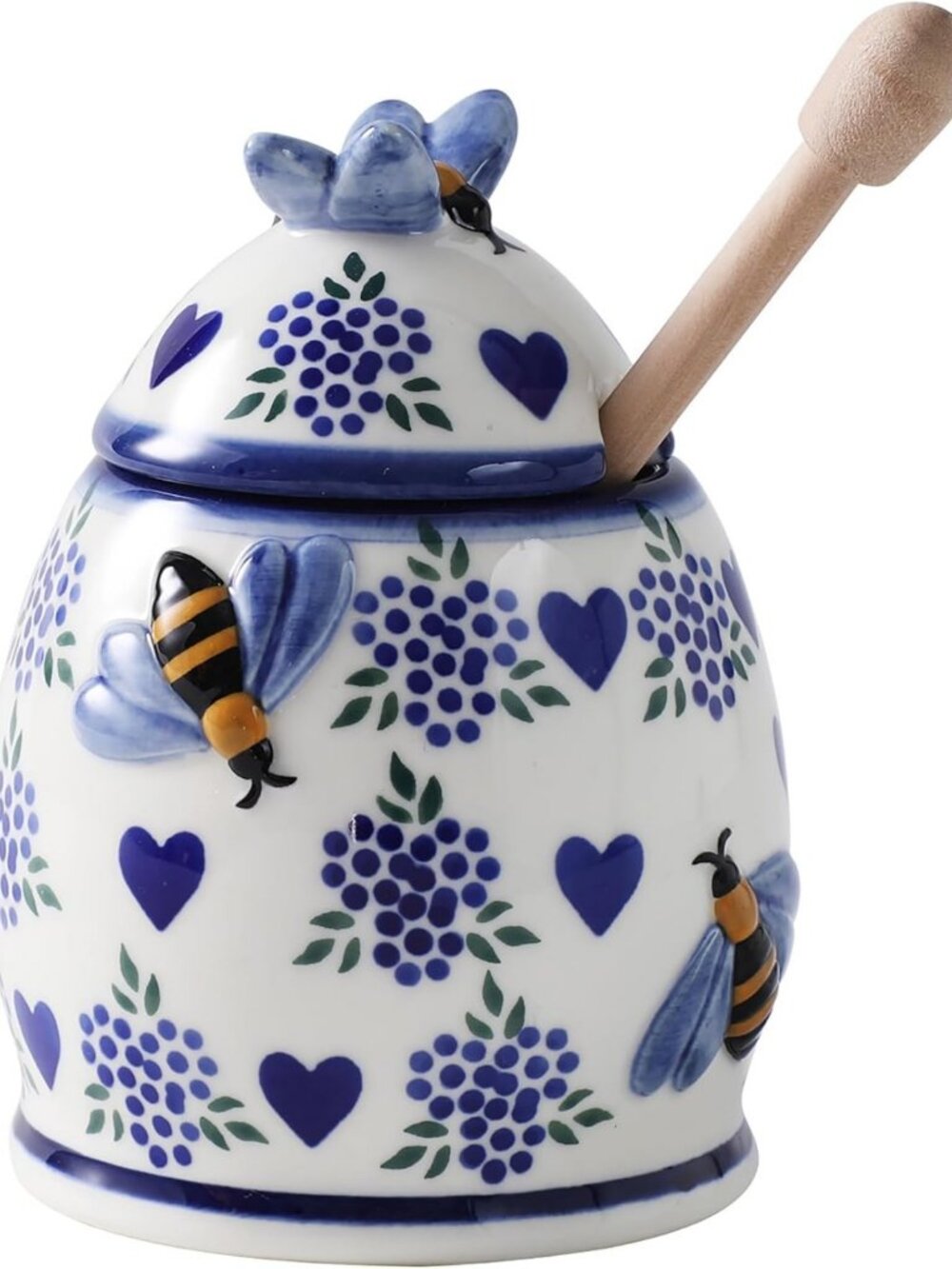 Ceramic Honey Jar with Dipper - 10oz, Perfect for Gifts & Kitchen Decor